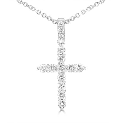 Diamond cross pendant white gold