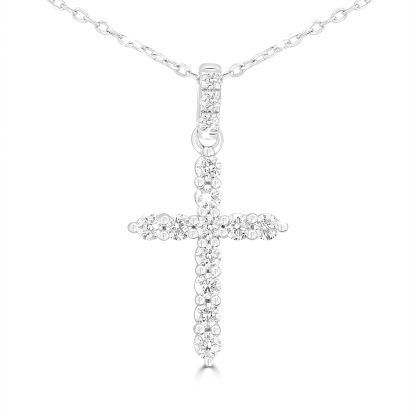 Diamond cross pendant white gold