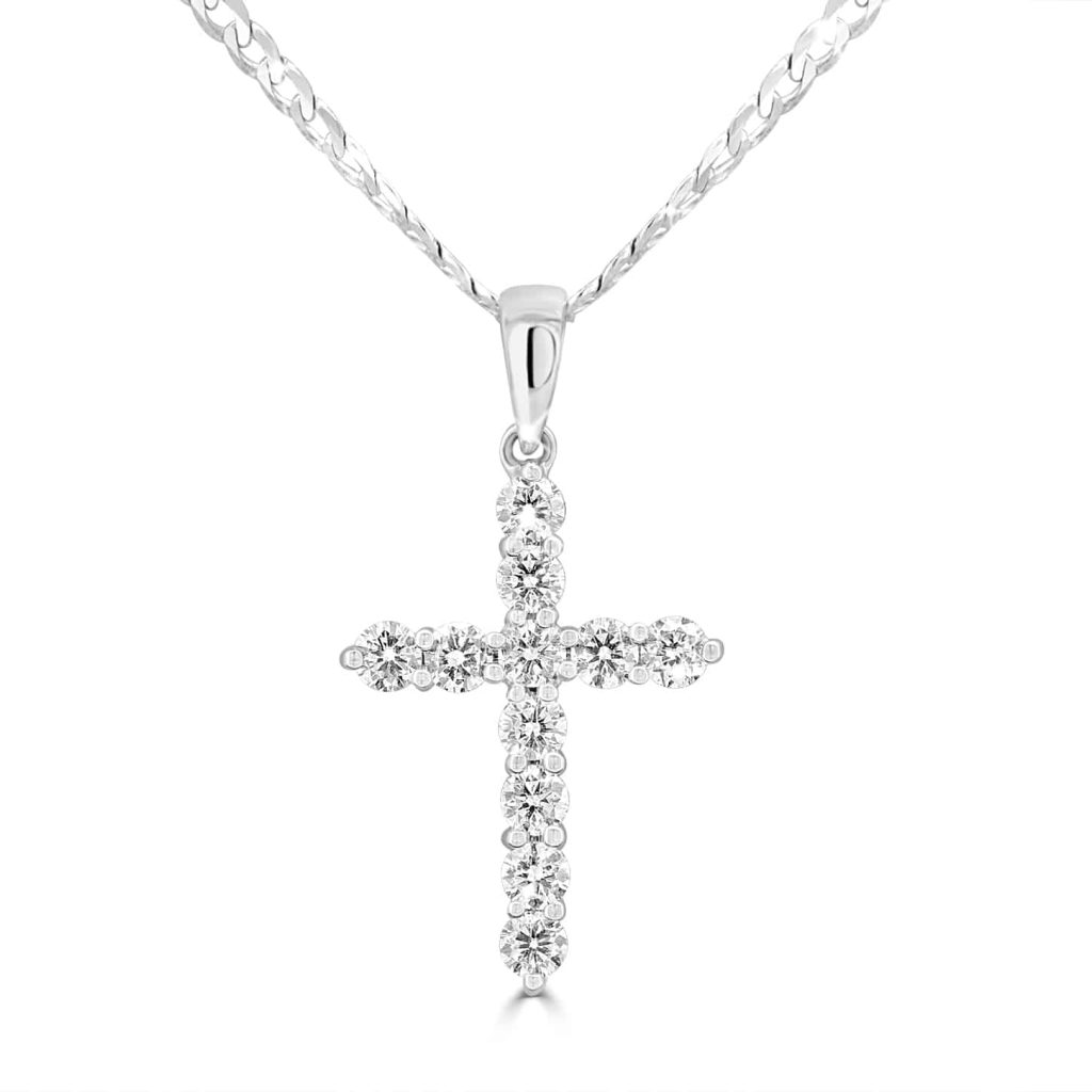 Elegant cross with natural diamonds