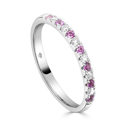 Pink sapphire and diamond ring