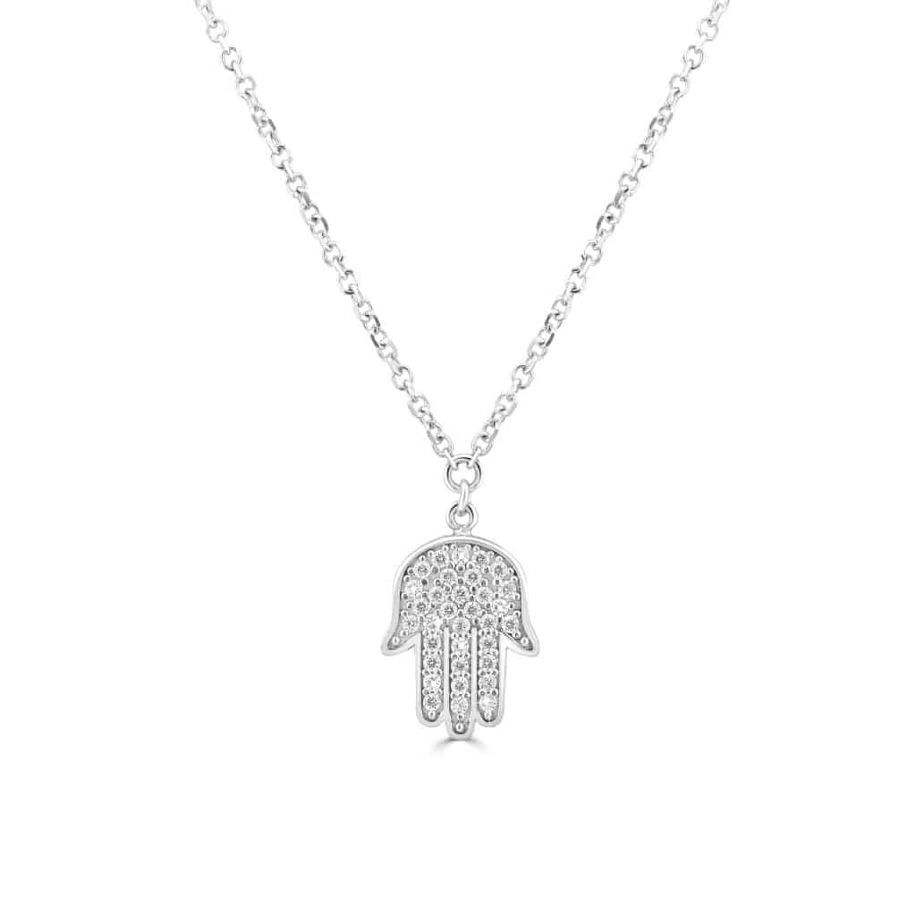 White gold hand pendant