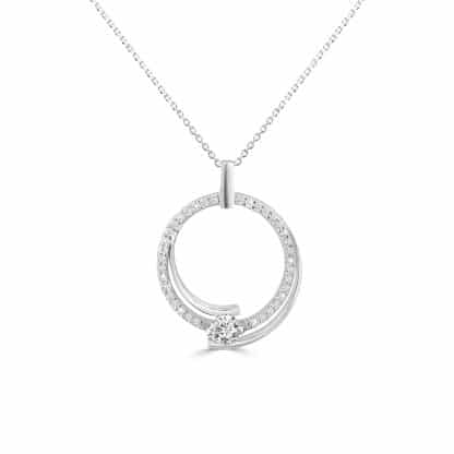 CZ circle white gold pendant