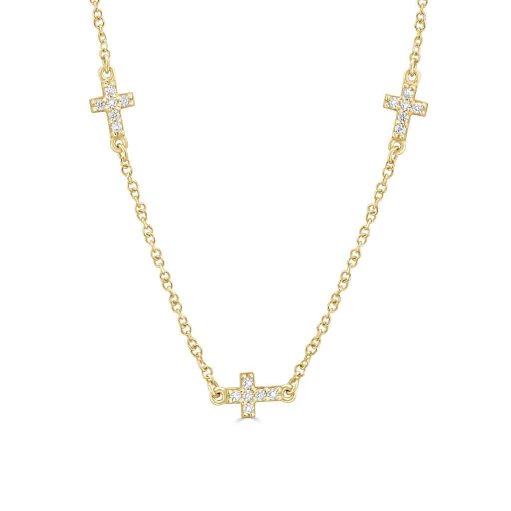 Yellow gold cross necklace