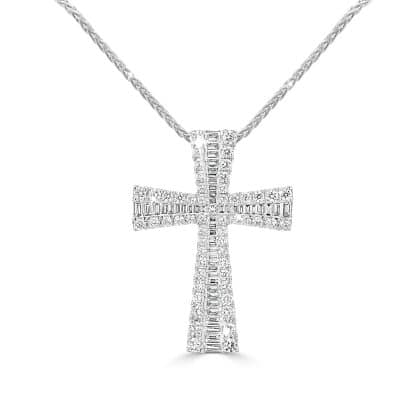 White gold diamond cross pendant