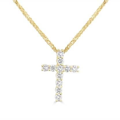 Yellow gold diamond cross pendant