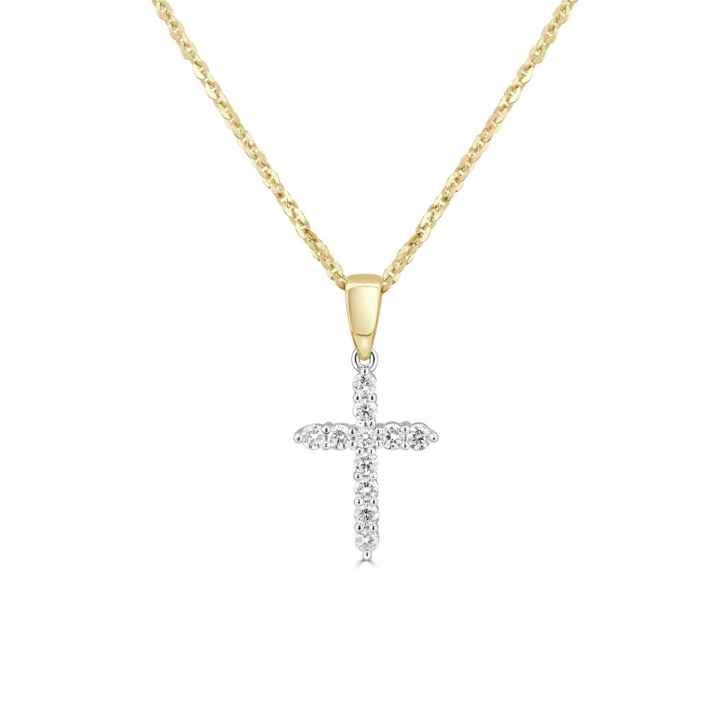 Two-tone diamond cross pendant