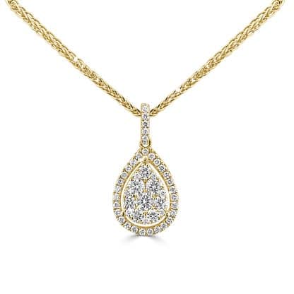 Pear diamond pendant yellow gold