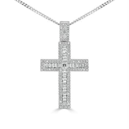White gold diamond cross pendant