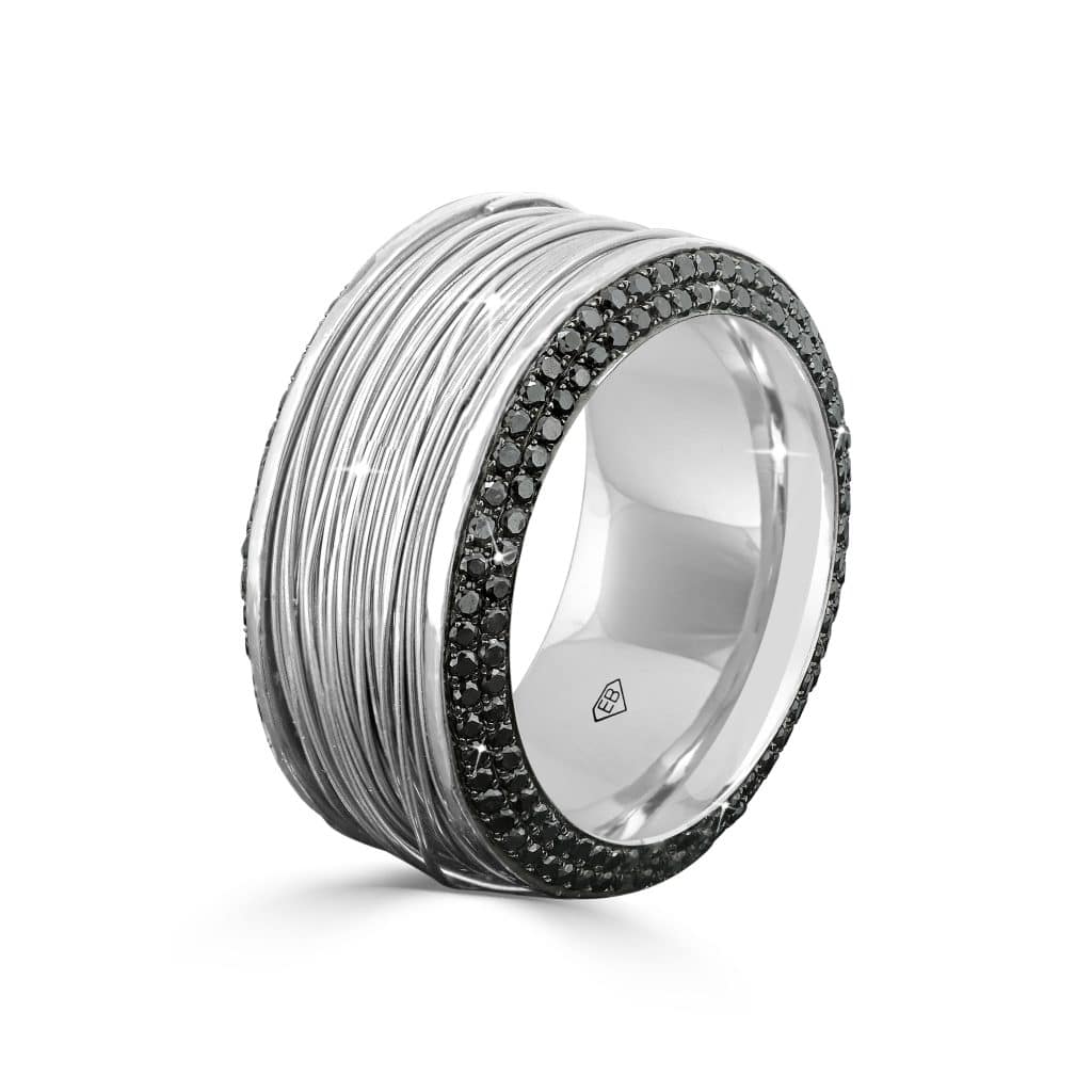 Black diamond ring white gold