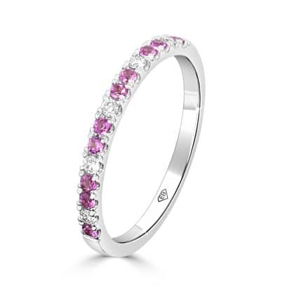 Pink sapphire and diamond ring