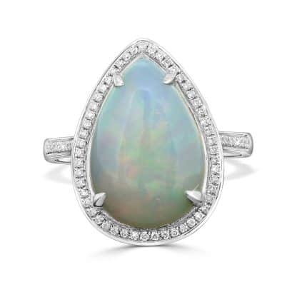Pear opal white gold ring