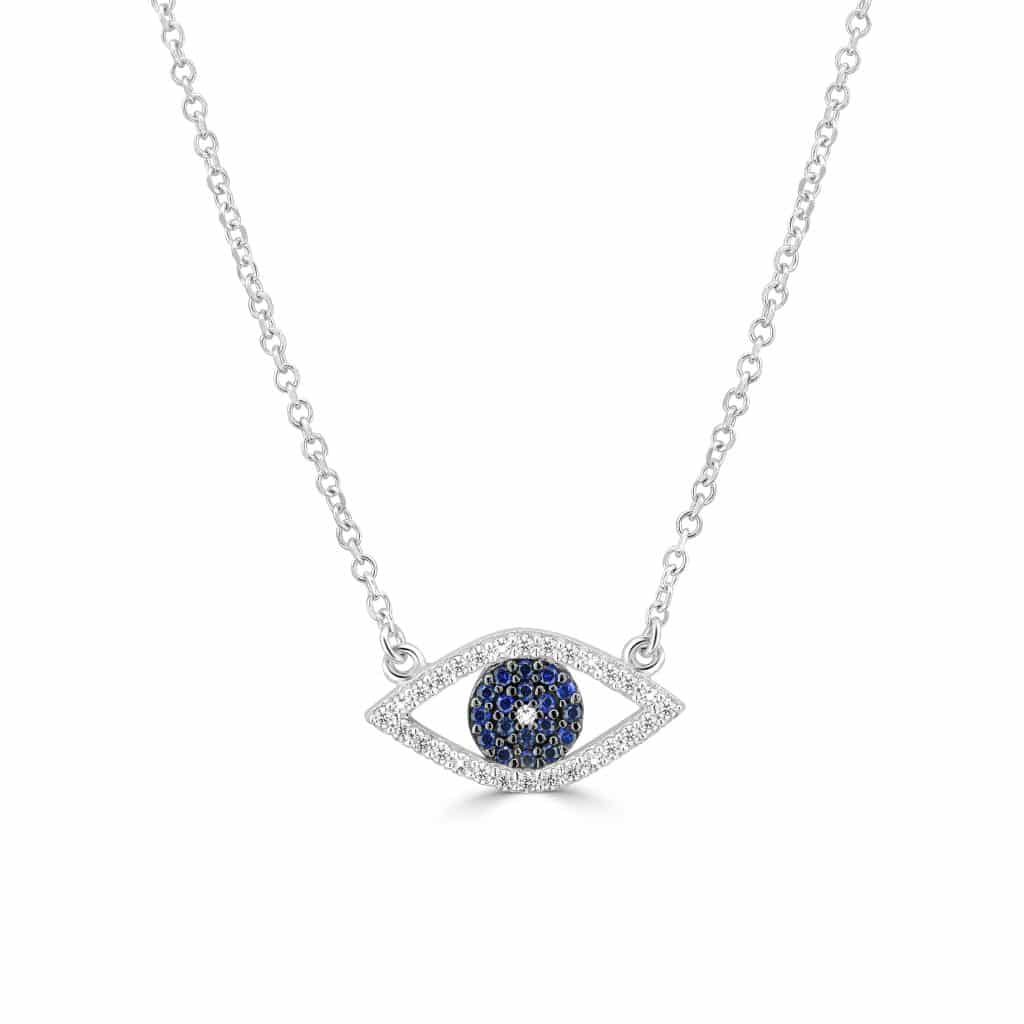 White gold evil eye necklace