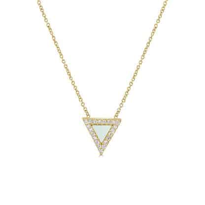 Triangle pendant with pearl centre