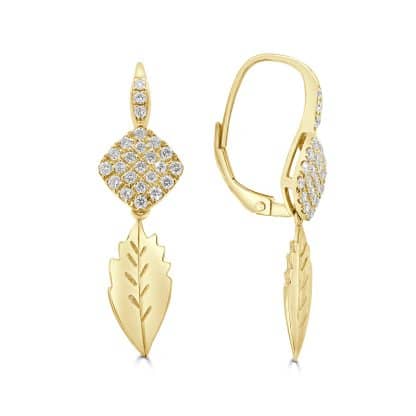 Yellow gold leaf earrings