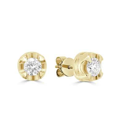 Yellow gold diamond stud earrings