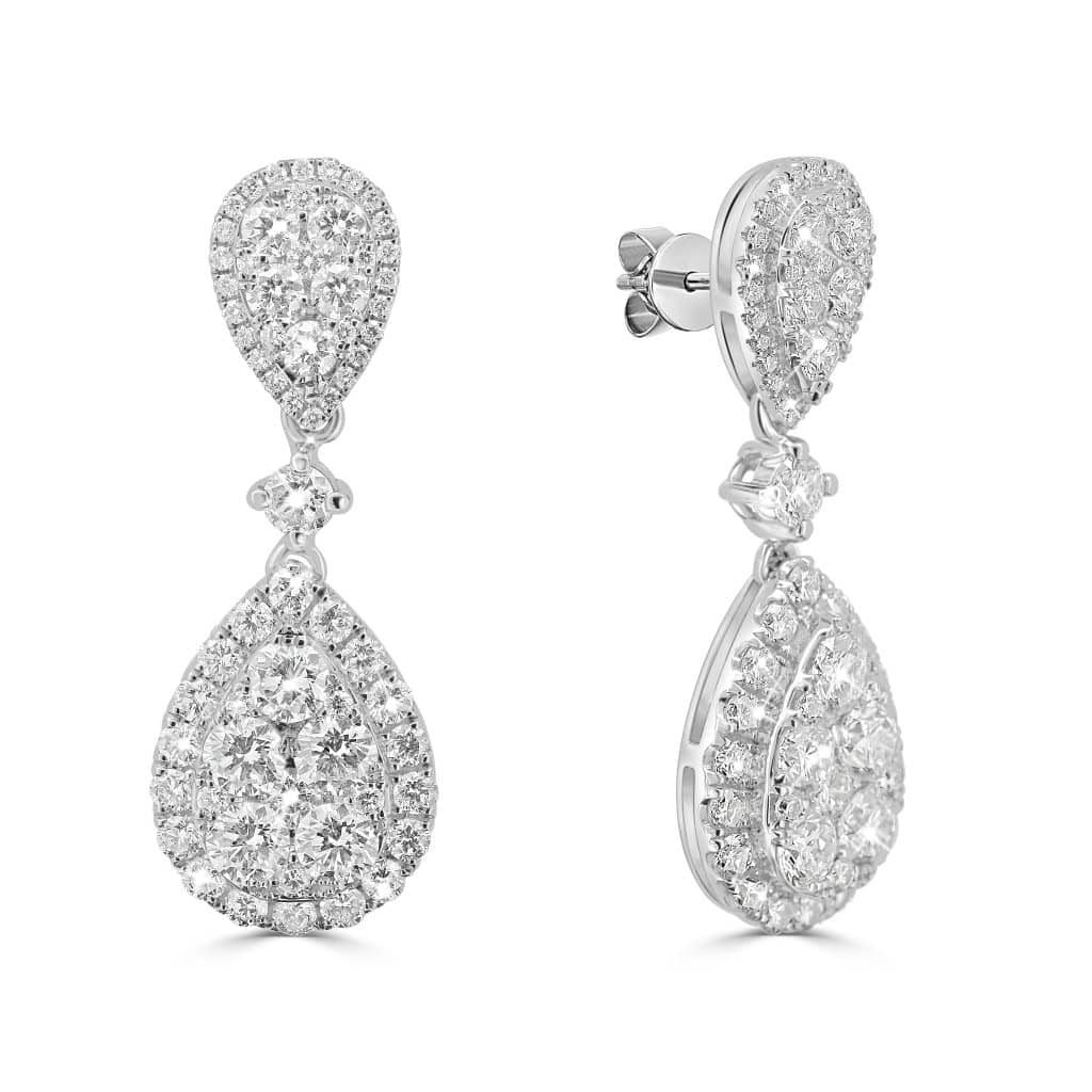Diamond tear drop earrings white gold