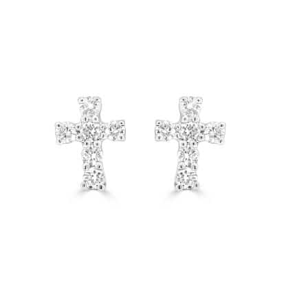 Diamond cross stud earrings