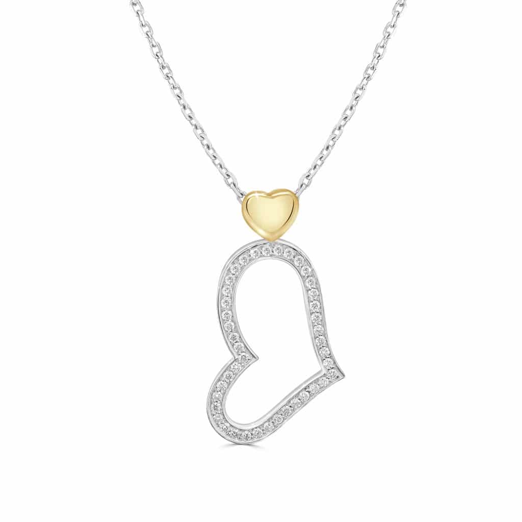 Two-tone diamond heart pendant