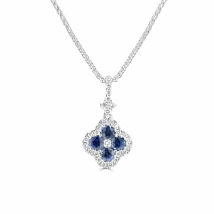 Sapphire diamond pendant gold
