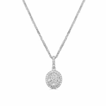 Oval halo diamond pendant