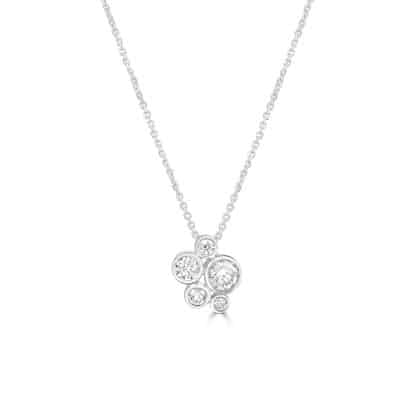 Cluster diamond pendant white gold