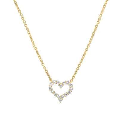 Yellow gold heart diamond necklace