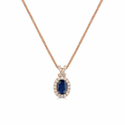 Sapphire pendant rose gold with diamonds