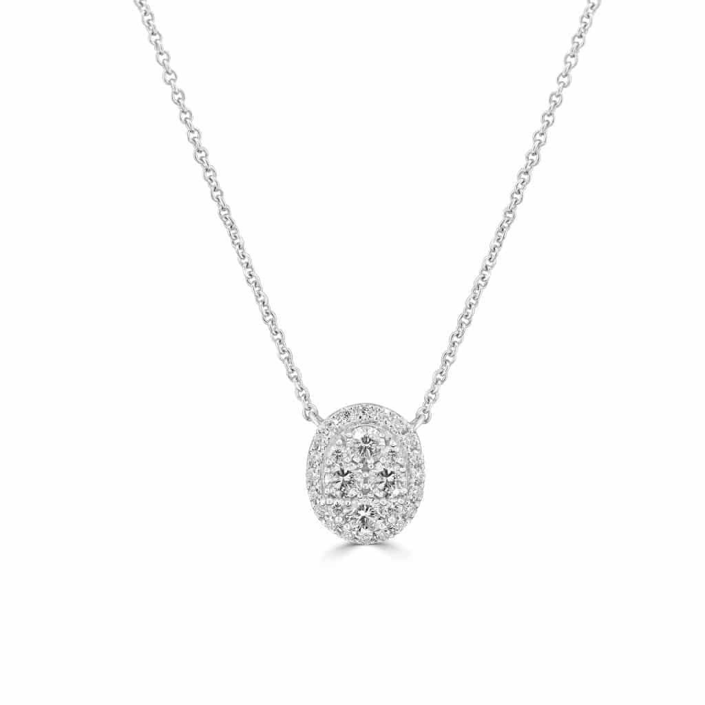 Oval cluster diamond pendant
