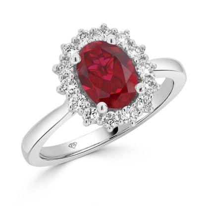 Ruby diamond halo ring