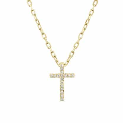 Diamond cross pendant gold
