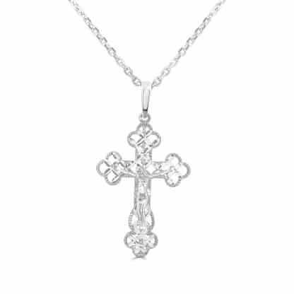 White gold Orthodox cross pendant