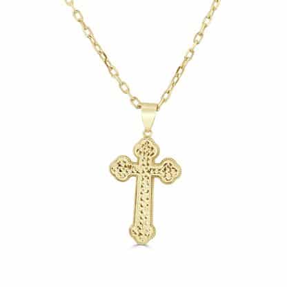 Yellow gold orthodox cross pendant