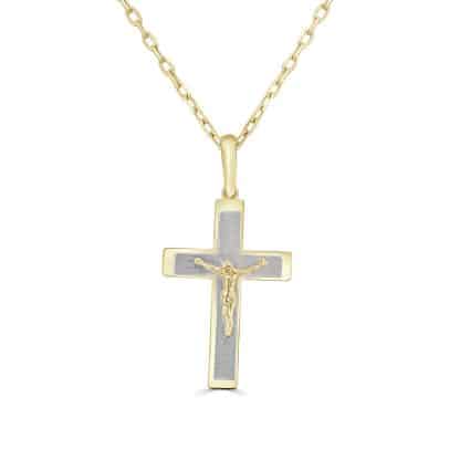 Yellow white gold cross pendant
