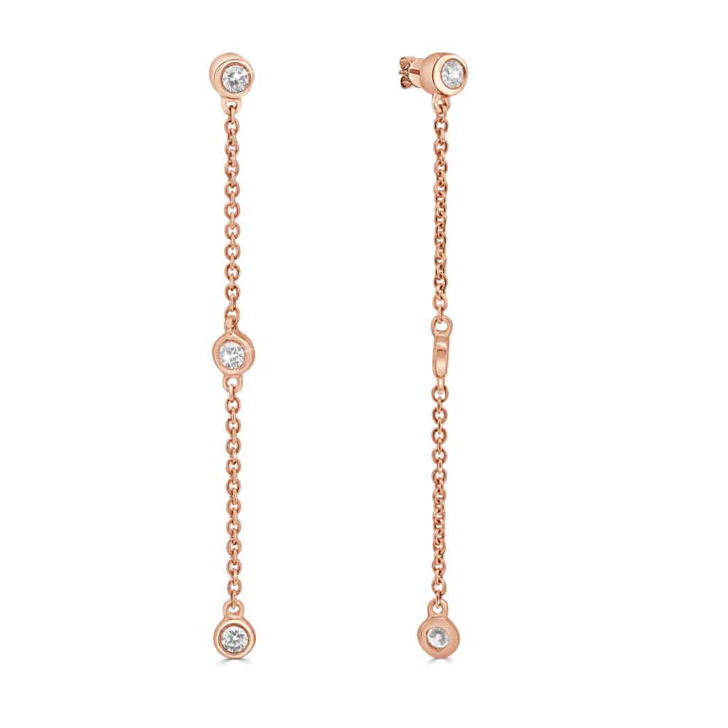 Rose gold diamond drop earrings