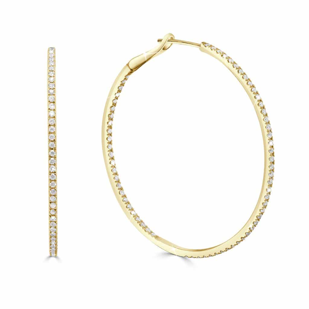 Yellow gold diamond hoop earrings