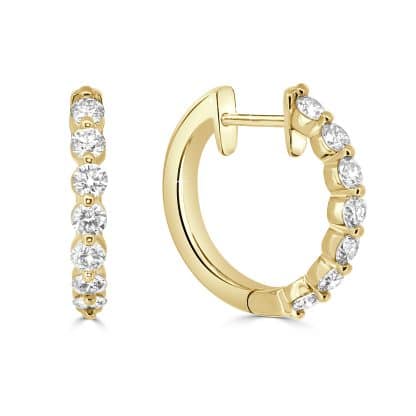 Yellow gold diamond hoop earrings