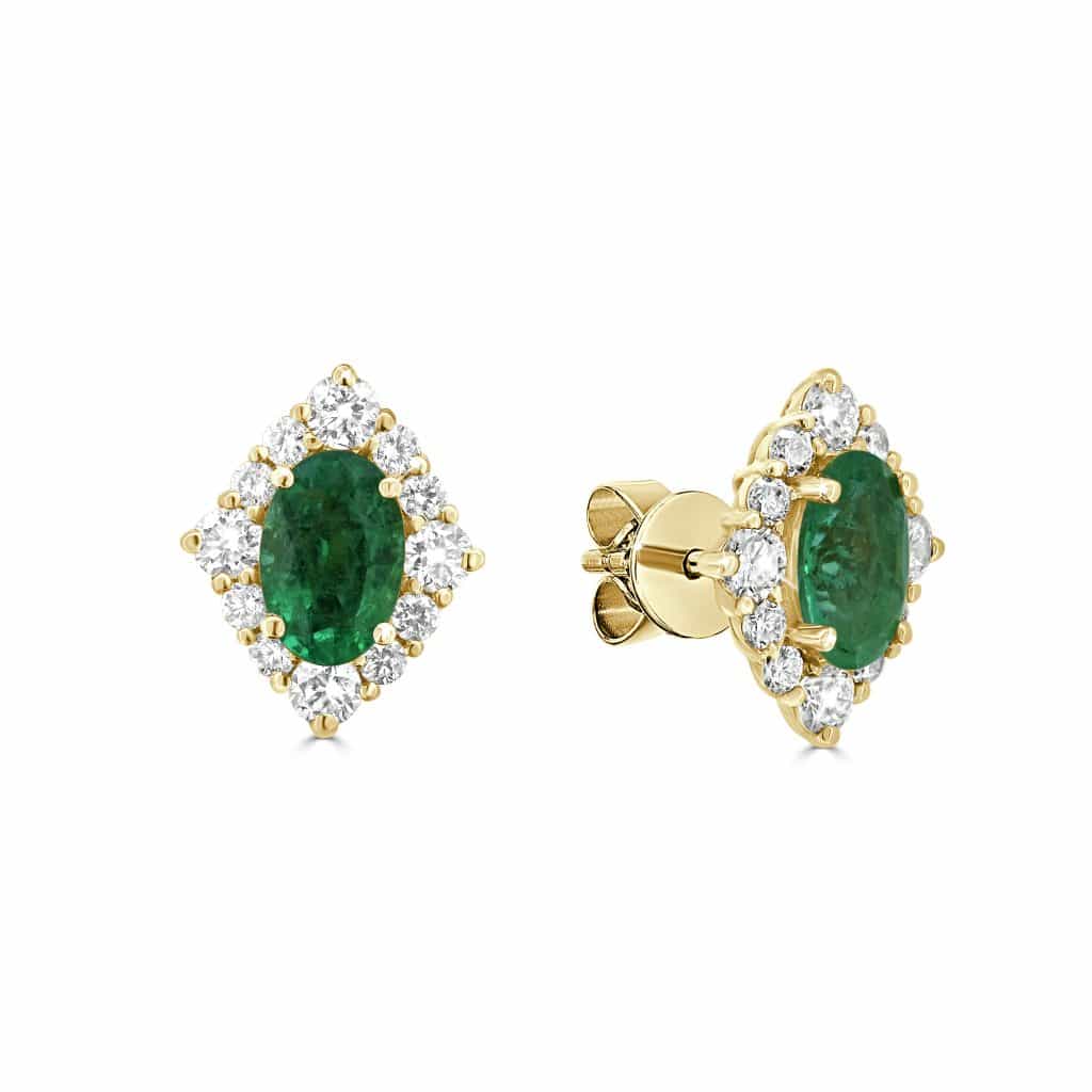 Emerald and diamond earrings