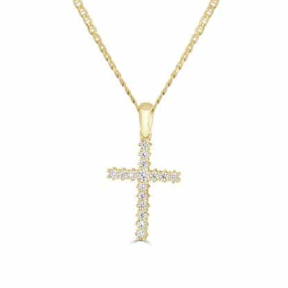 Yellow gold zirconia cross pendant