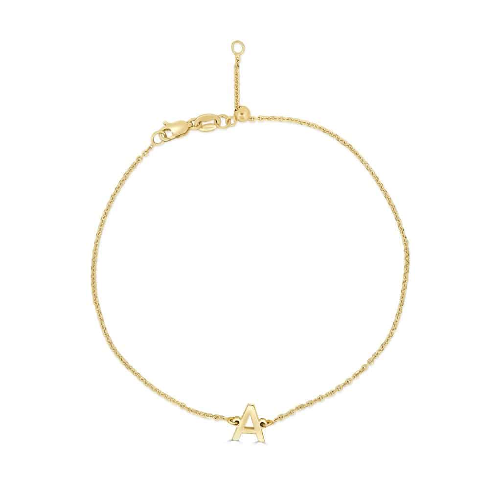 Gold initial bracelet A
