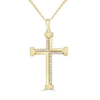 Lightweight yellow gold cross pendant