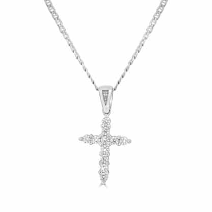 Cubic zirconia gold cross necklace