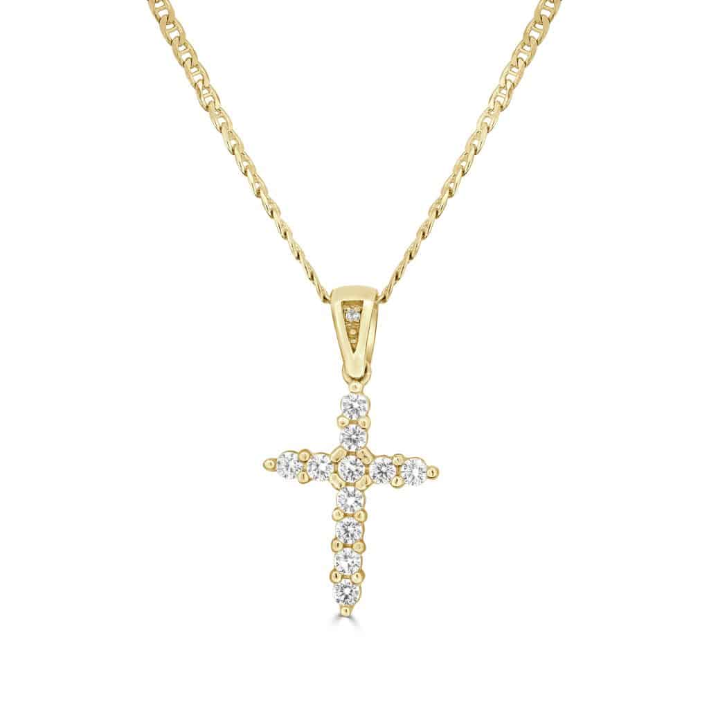 Yellow gold religious cross charm