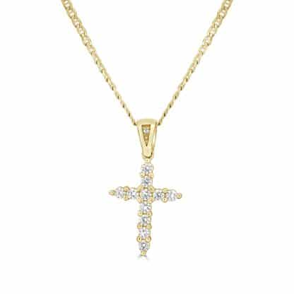 Yellow gold religious cross charm