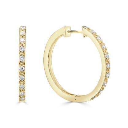 18 kt yellow gold diamonds hoop earrings
