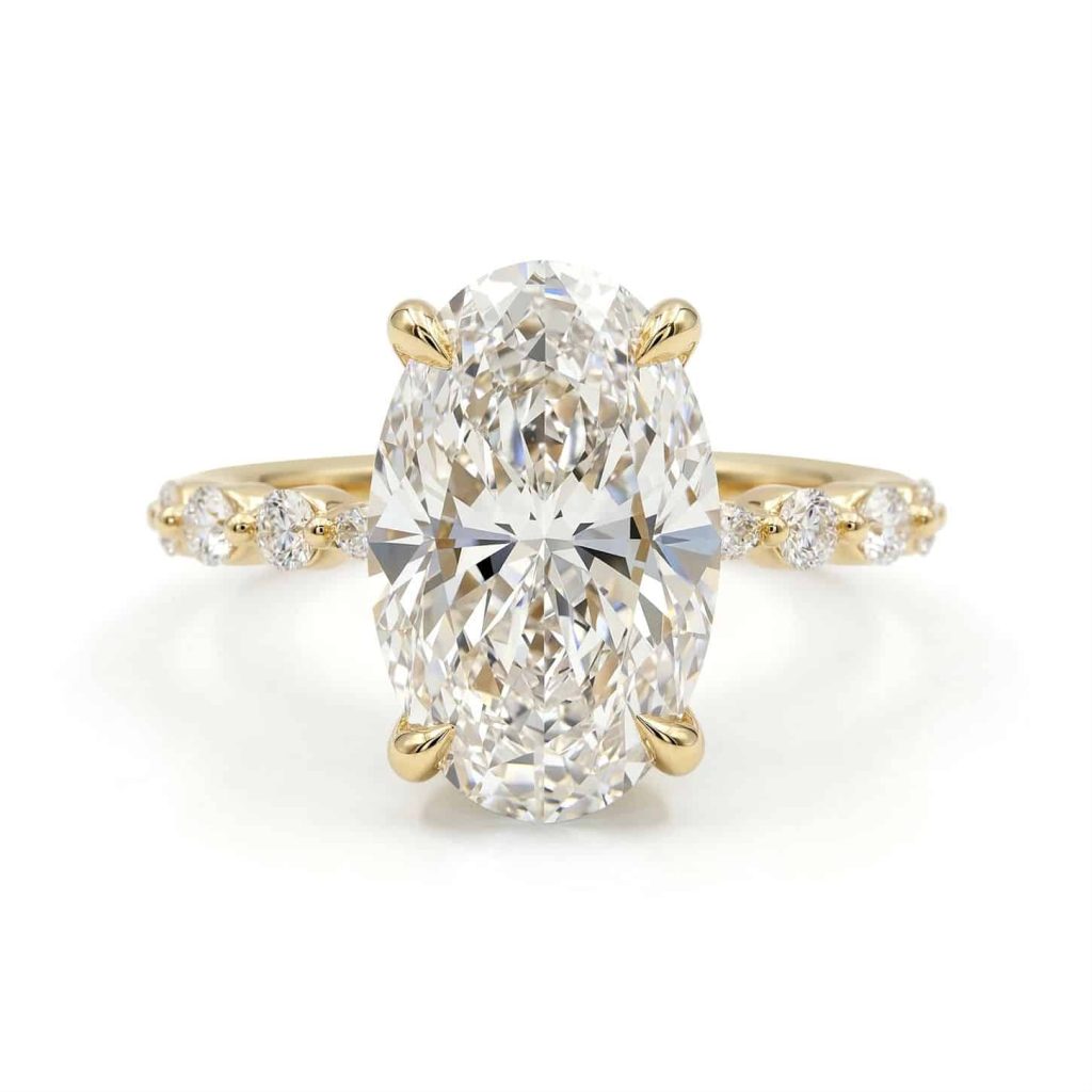 18 kt yellow gold oval cut lab diamond engagement ring