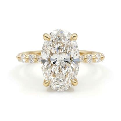 18 kt yellow gold oval cut lab diamond engagement ring